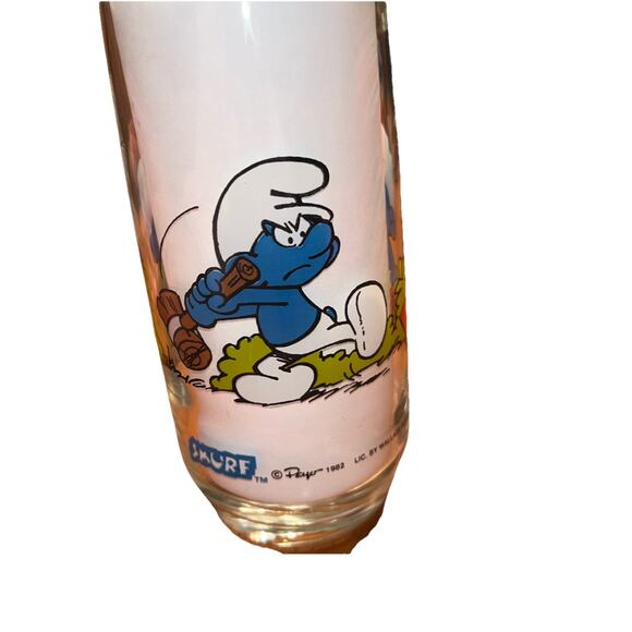 Vtg "Brainy" Smurf Collectible Drinking Glass 1982 Peyo by Wallace Berrie EUC - Picture 3 of 3